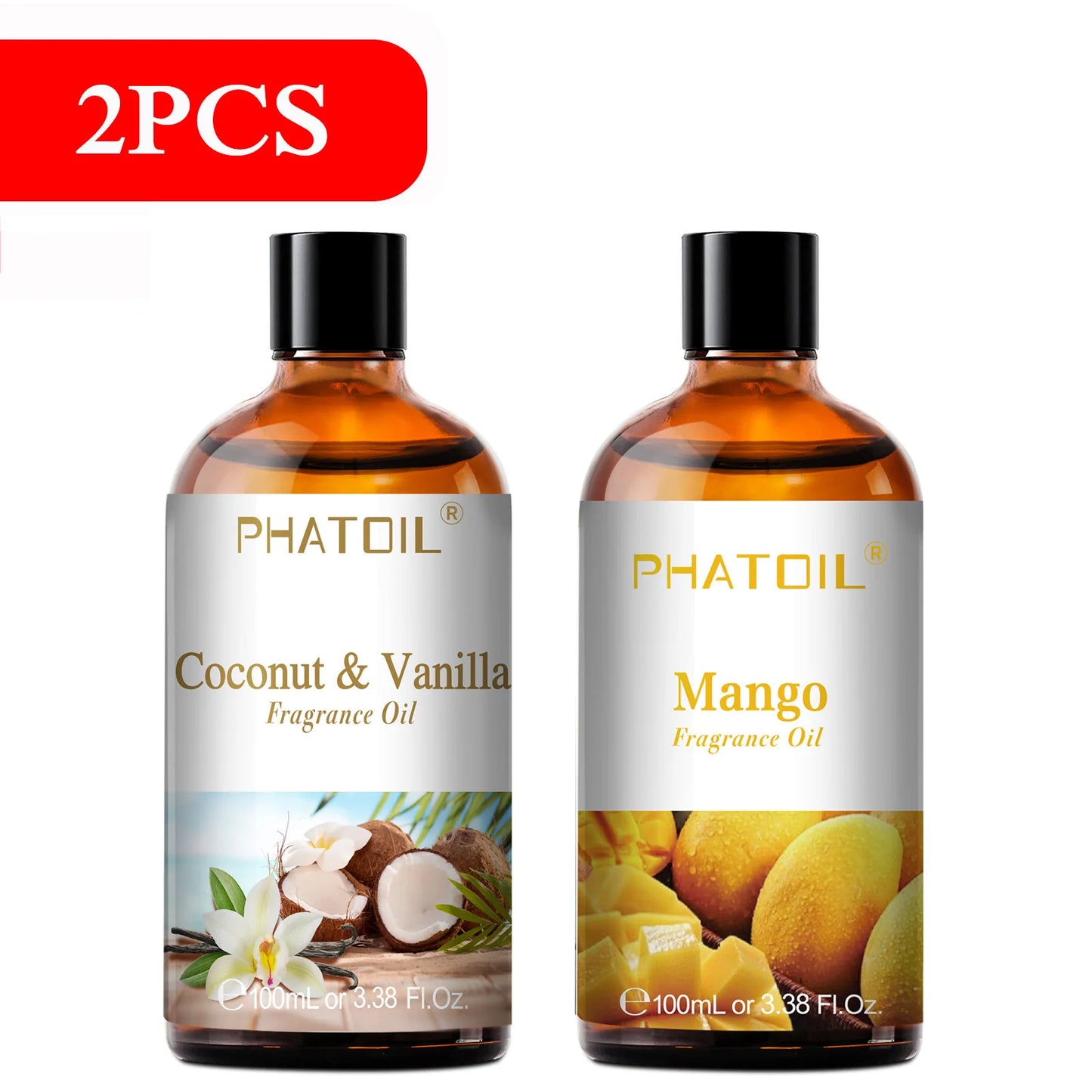 PHATOIL 100ml Aromatherapy Fragrance Oil Coconut & Vanilla Strawberry Cherry Lemon 1/2/3pcs Aroma Oil For Diffuser Candle Making