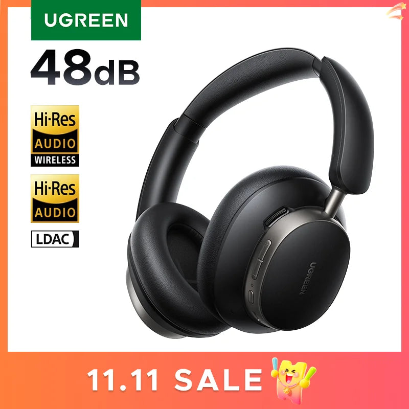 UGREEN Studio Pro 48dB ANC Wireless Headphones Over Ear Bluetooth Earphones Active Noise Cancellation Hi-Res LDAC 120h Playtime