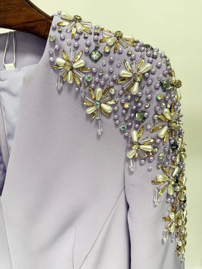 HIGH STREET Newest Fashion 2025 Designer Party Vestido Women's Diamonds Beaded Split Long Maxi Dress