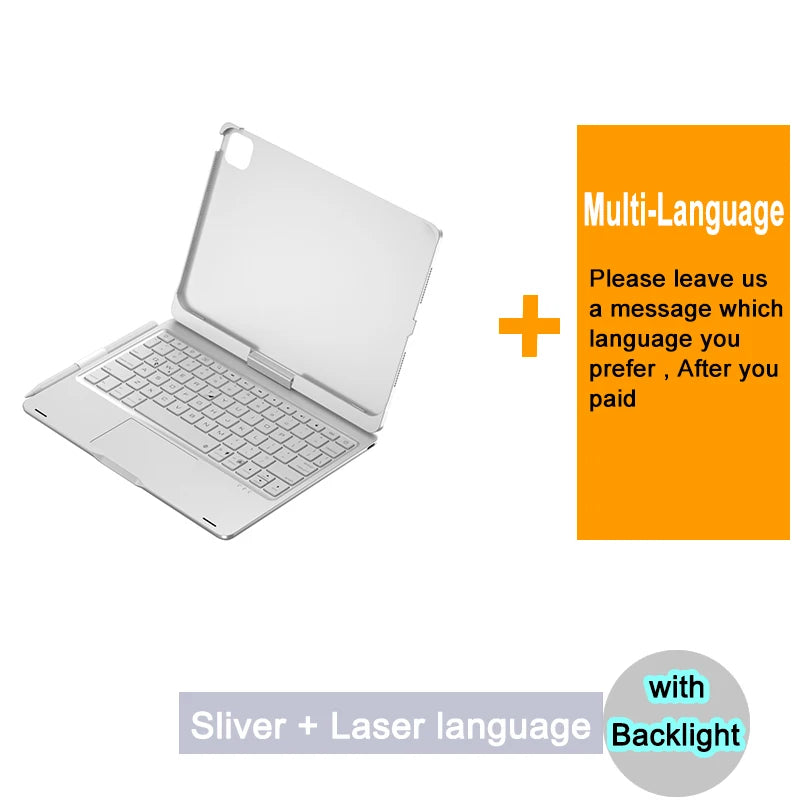 Bluetooth Magic Keyboard Case For iPad Air 6 11 inch 2024 M2 Tablet Case Russian Arabic Hebrew Spanish Portuguese Thai Keyboard