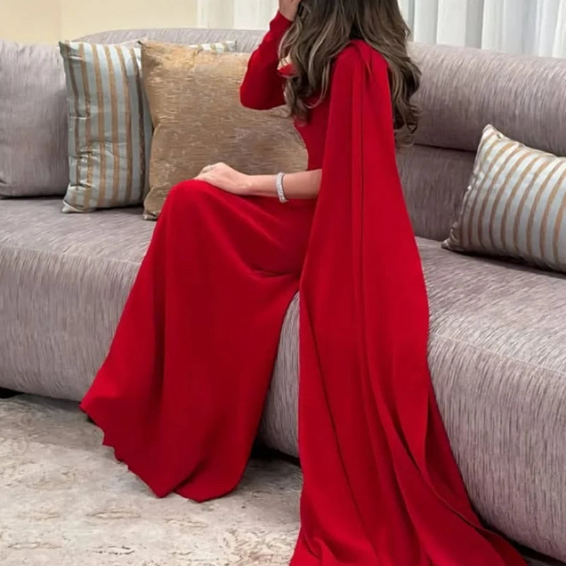 Sexy Asymmetric Hollow Out Party Dress Women New Ribbon Long Sleeve Evening Dress Elegant Long Sleeve Full Length Gala Dress