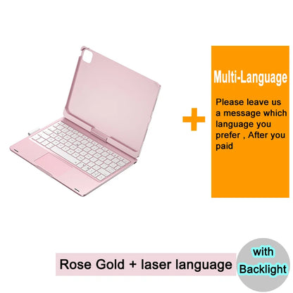 Bluetooth Magic Keyboard Case For iPad Air 6 11 inch 2024 M2 Tablet Case Russian Arabic Hebrew Spanish Portuguese Thai Keyboard