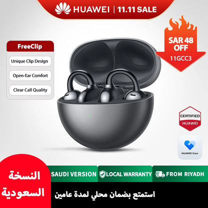 HUAWEI FreeClip Wireless Earphones, Bluetooth Earbuds, iOS And Android, Saudi Version with Local Warranty, Delivery from Riyadh