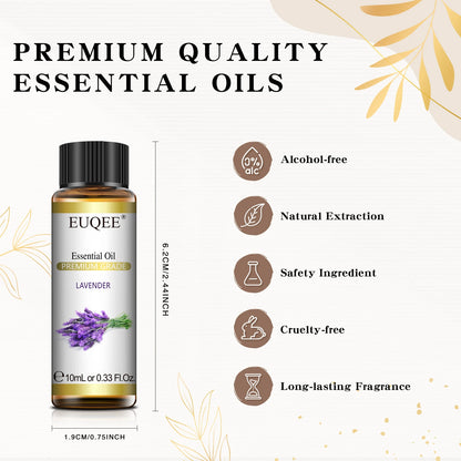 EUQEE 10ml Pure Natural Essential Oil Lavender Jasmine Eucalyptus Vanilla Sandalwood Sweet Orange Lemon Oregano Neroli Fragrance