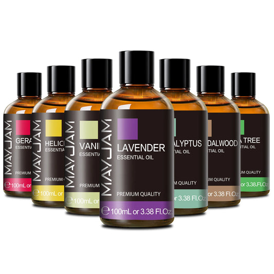 MAYJAM 100ml Pure Essential Oil with Glass Dropper, Aromatherapy Essential Oils Lavender Eucalyptus Rosemary Vanilla Aroma Oil